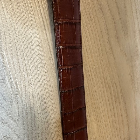 Brighton Brown Croc Embossed Leather Silver Buckle‎ Belt Size 32 Women 45107 - Picture 3 of 5